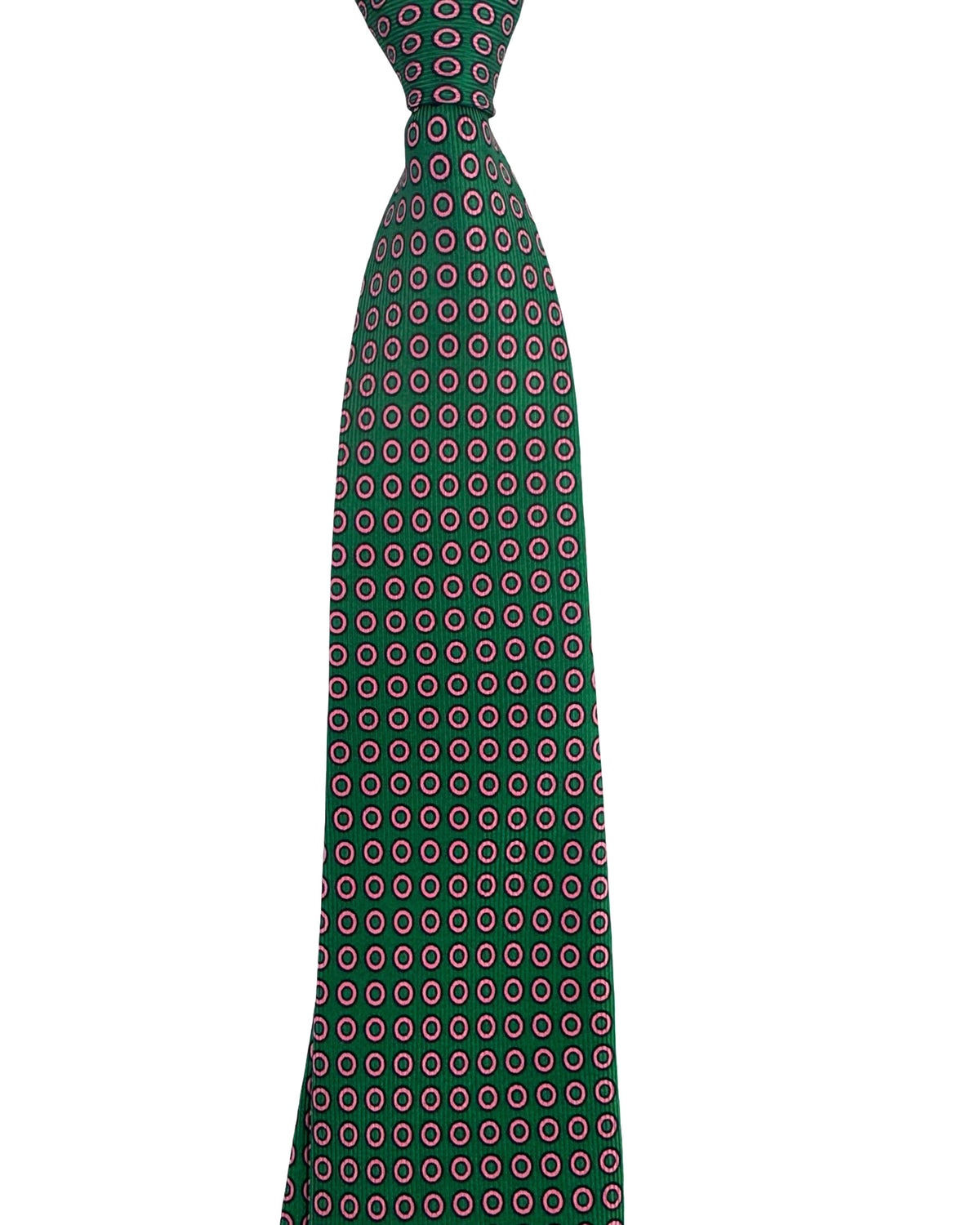 Cesare Attolini Silk ties Green Pink Circles - Sartorial