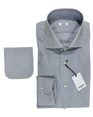 Barba Dress Shirt White Navy Stripes 41 - 16 Modern Fit