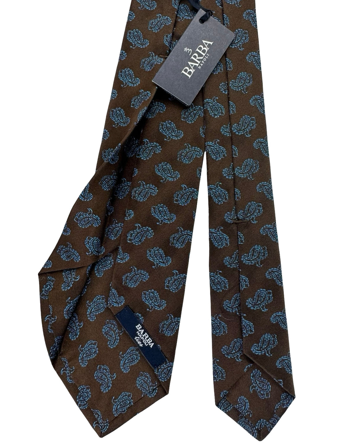 Barba Sevenfold Tie Brown Aqua Paisley Medallion