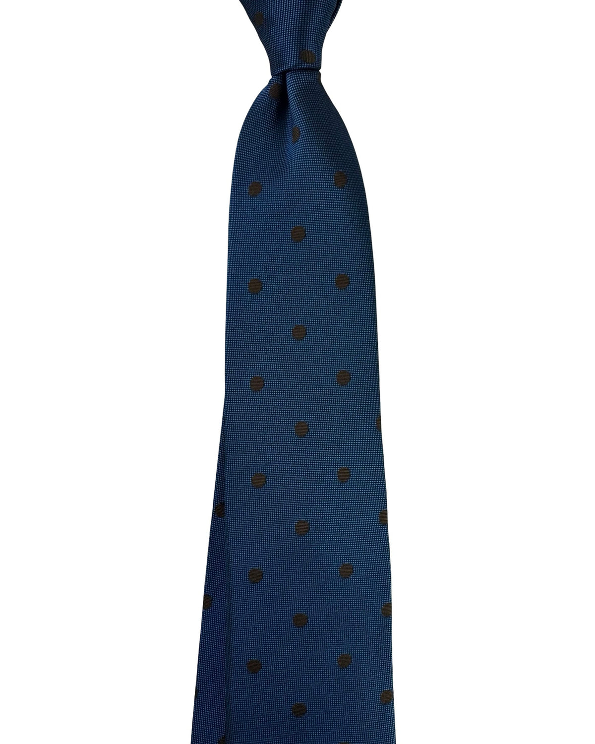Barba Sevenfold Tie Midnight Blue Brown Polka Dot