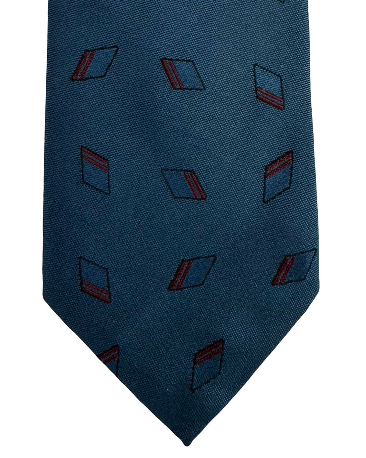 Barba Sevenfold Tie Geometric Teal Brown Diamonds