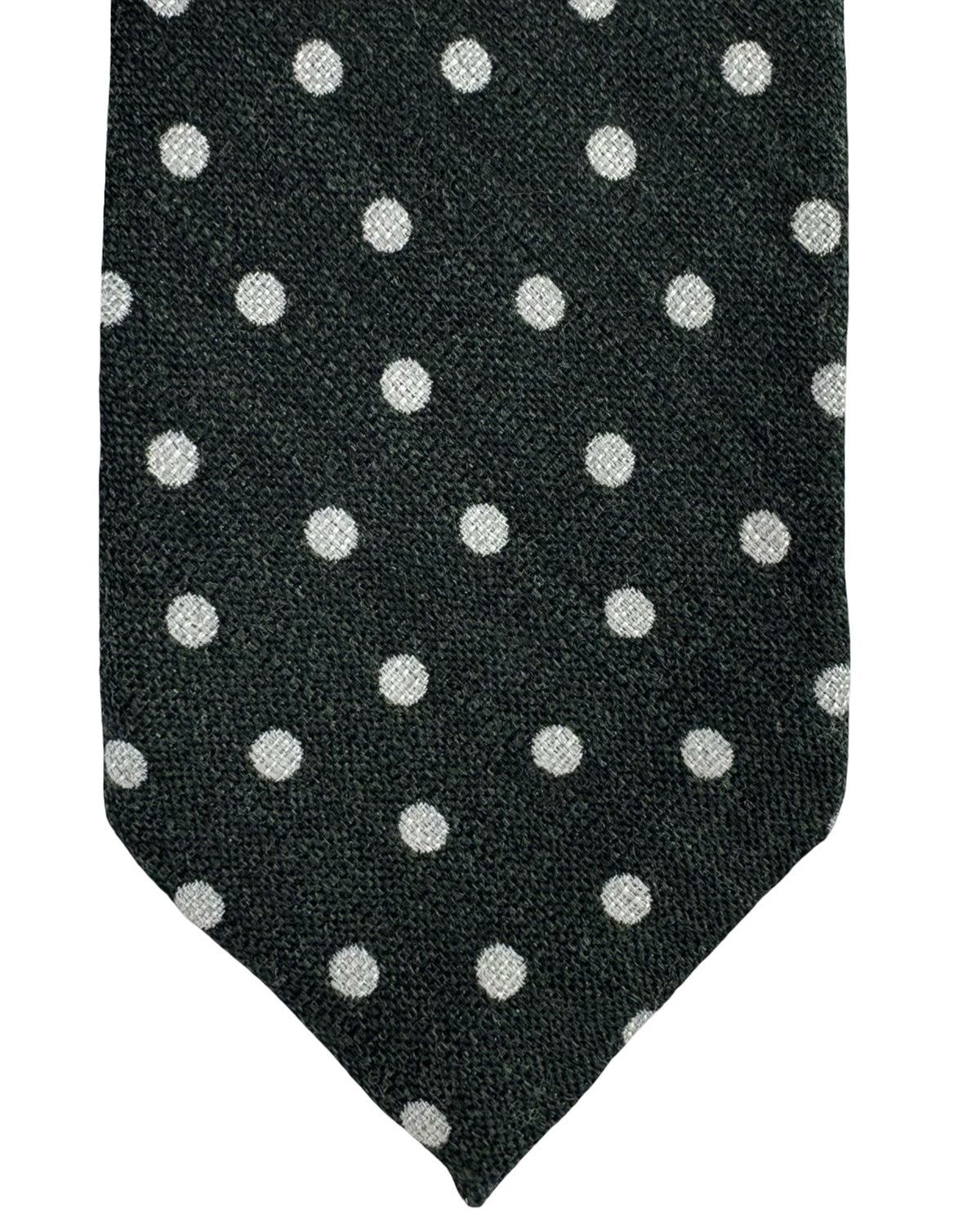Barba Sevenfold Tie Dark Green Polka Dots - Wool Silk