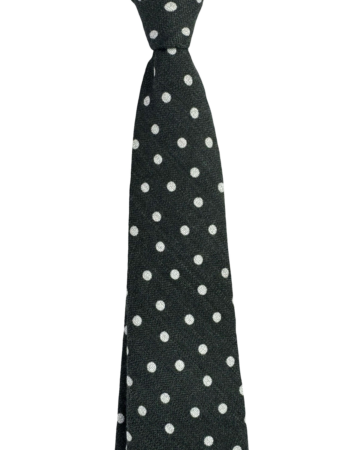 Barba Sevenfold Tie Dark Green Polka Dots - Wool Silk