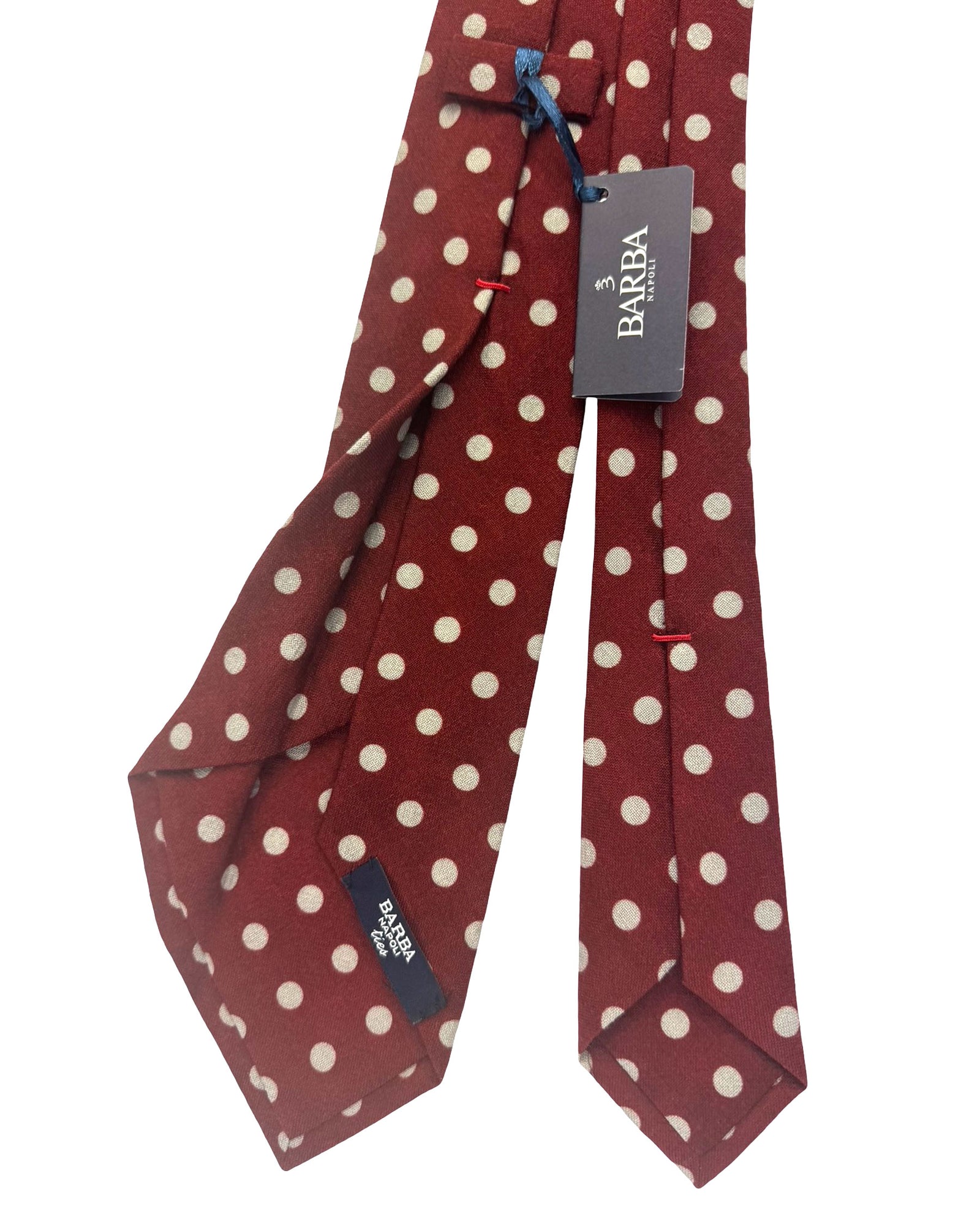 Barba Wool Sevenfold Tie Bordeaux Polka Dots