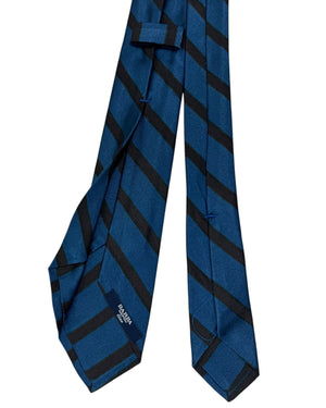 Barba Tie Midnight Blue Brown Stripes - Sevenfold Necktie