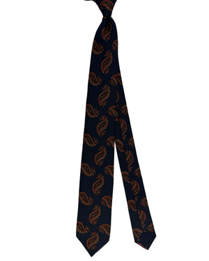 Barba Sevenfold Tie Midnight Blue Maroon Paisley SALE