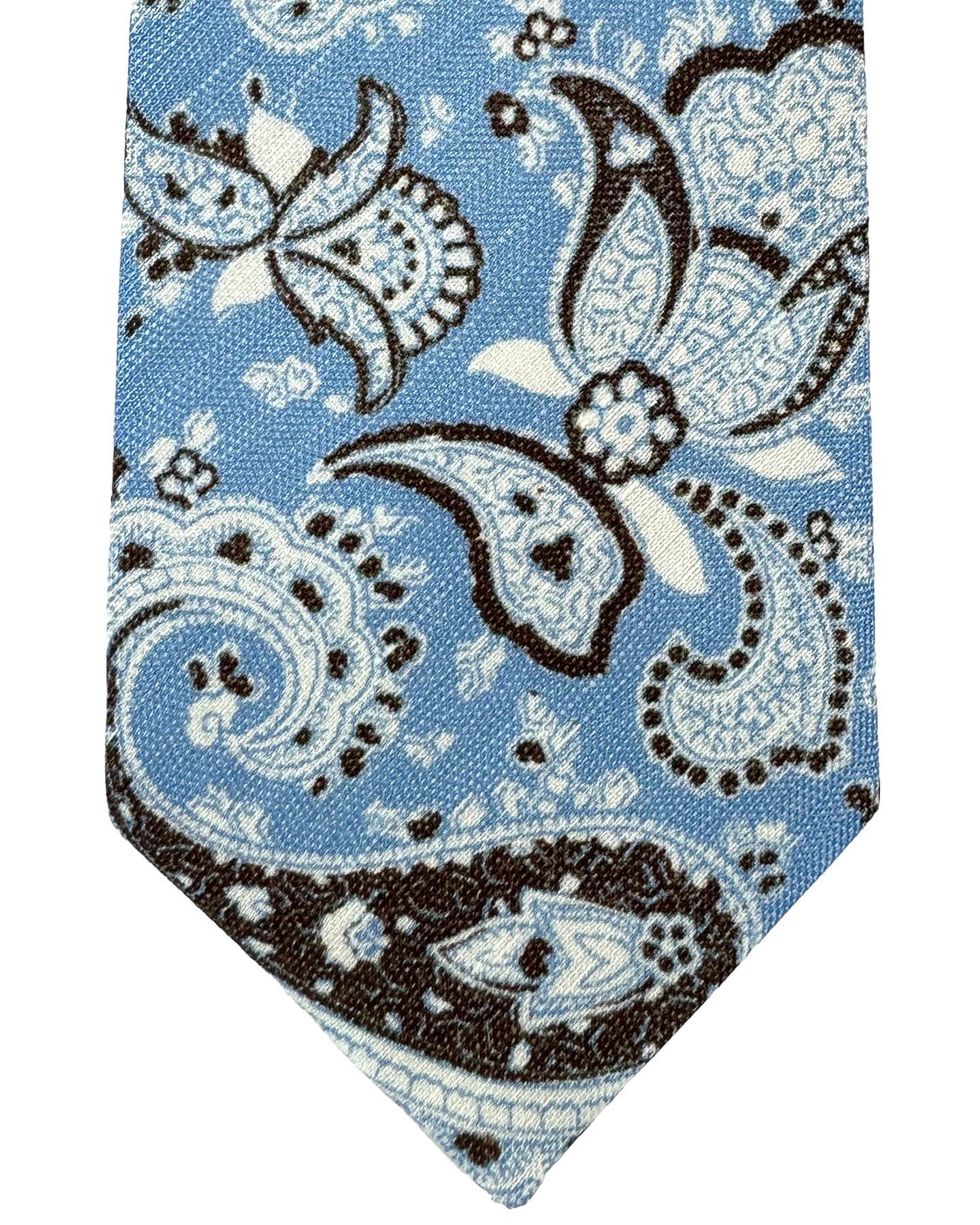 Barba Sevenfold Tie Blue Brown Paisley Design - Sartorial Neckwear