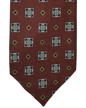 Barba Sevenfold Tie Brown Geometric Design - Sartorial Neckwear