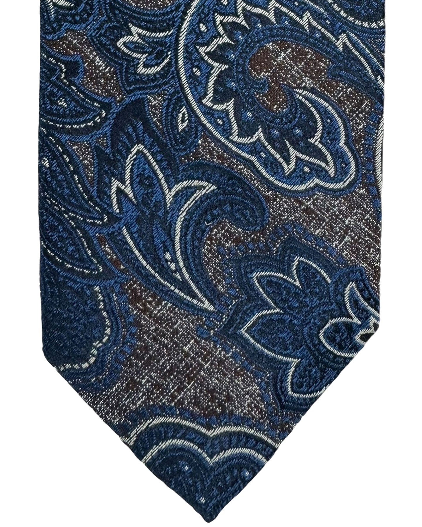 Barba Sevenfold Tie Gray Navy Ornamental Design - Sartorial Neckwear