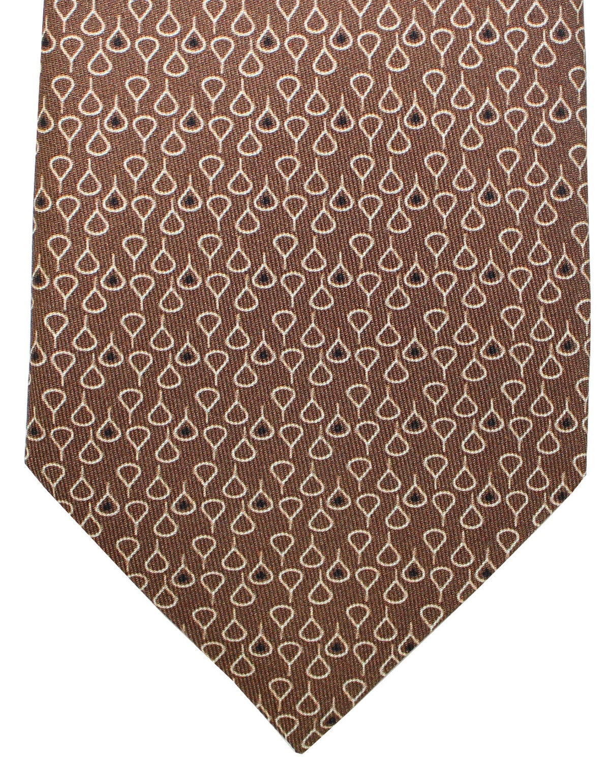Battistoni Silk Tie Brown Geometric