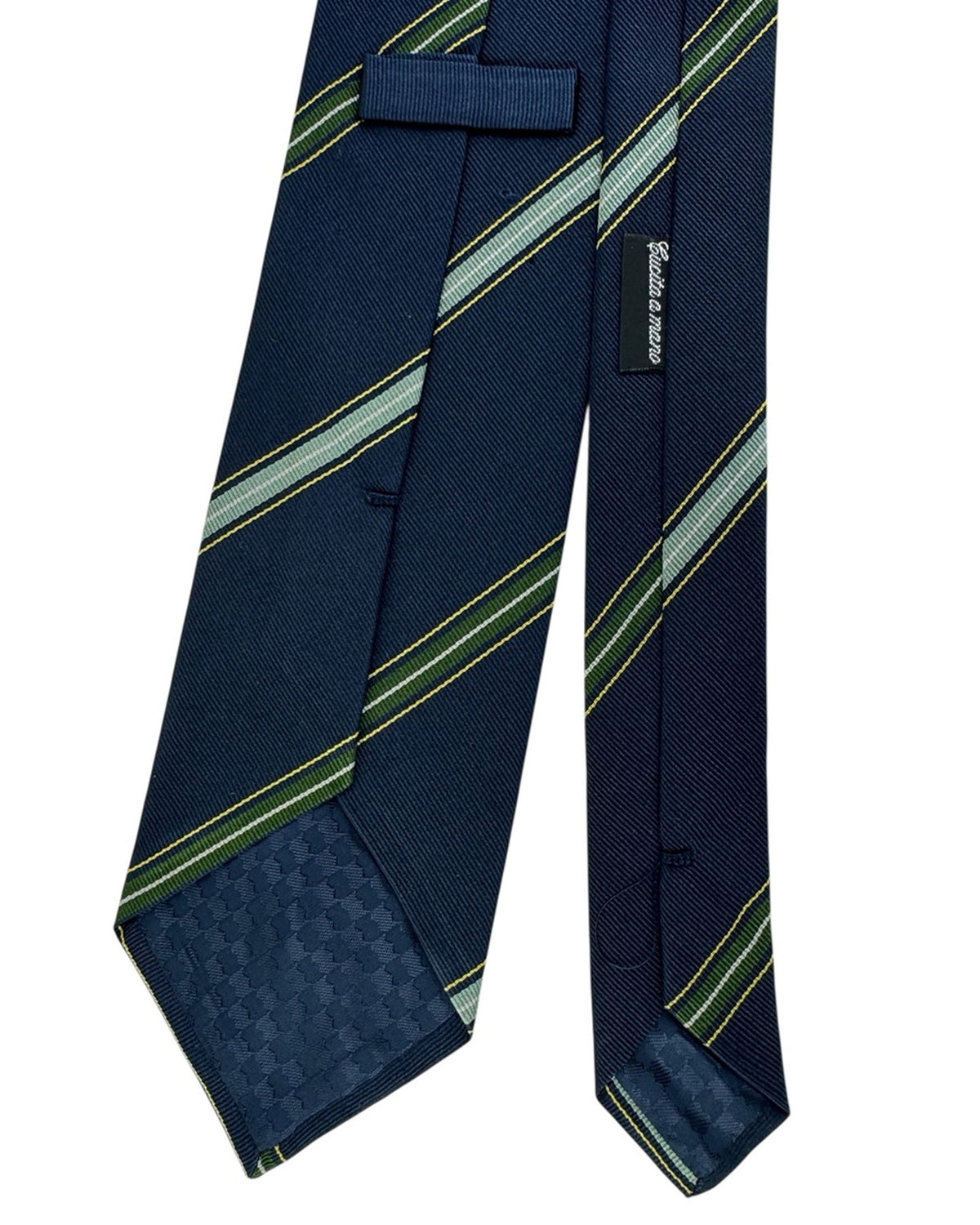 Battistoni Silk Tie Dark Blue Green Stripes Design SALE