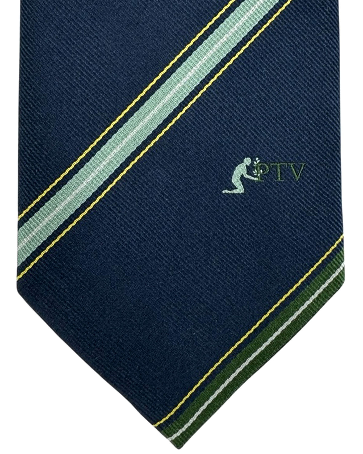 Battistoni Silk Tie Dark Blue Green Stripes Design FINAL SALE