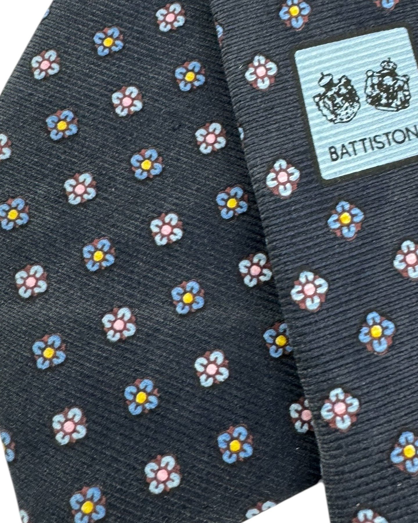 Battistoni Tie Navy Mini Flowers Geometric