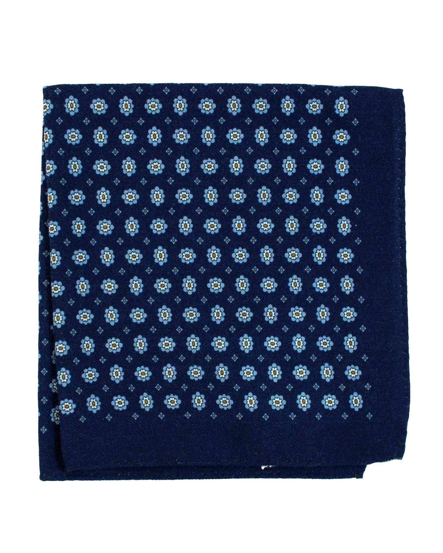 Luigi Borrelli Wool Pocket Square Navy Blue