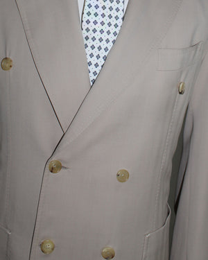 Luigi Borrelli Sport Coat Beige Double Breasted Peak Lapel EU 50/ US 40