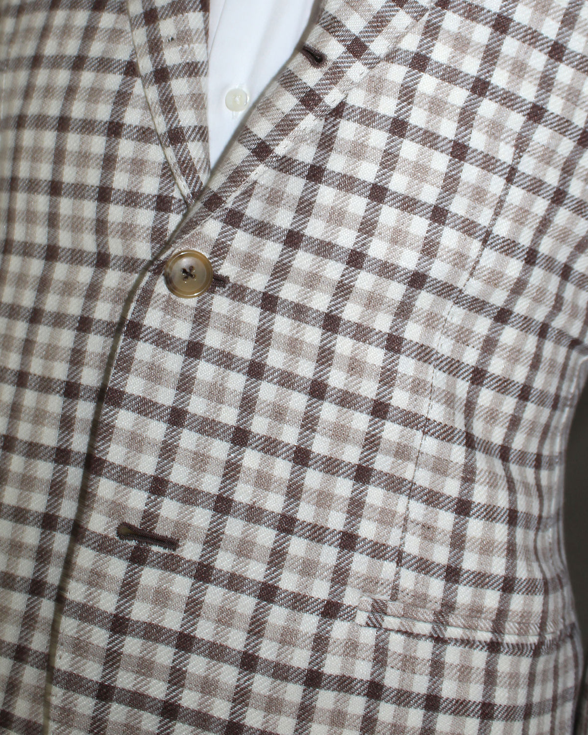 Luigi Borrelli Sport Coat White Brown Check Cotton Wool EU 50/ US 40
