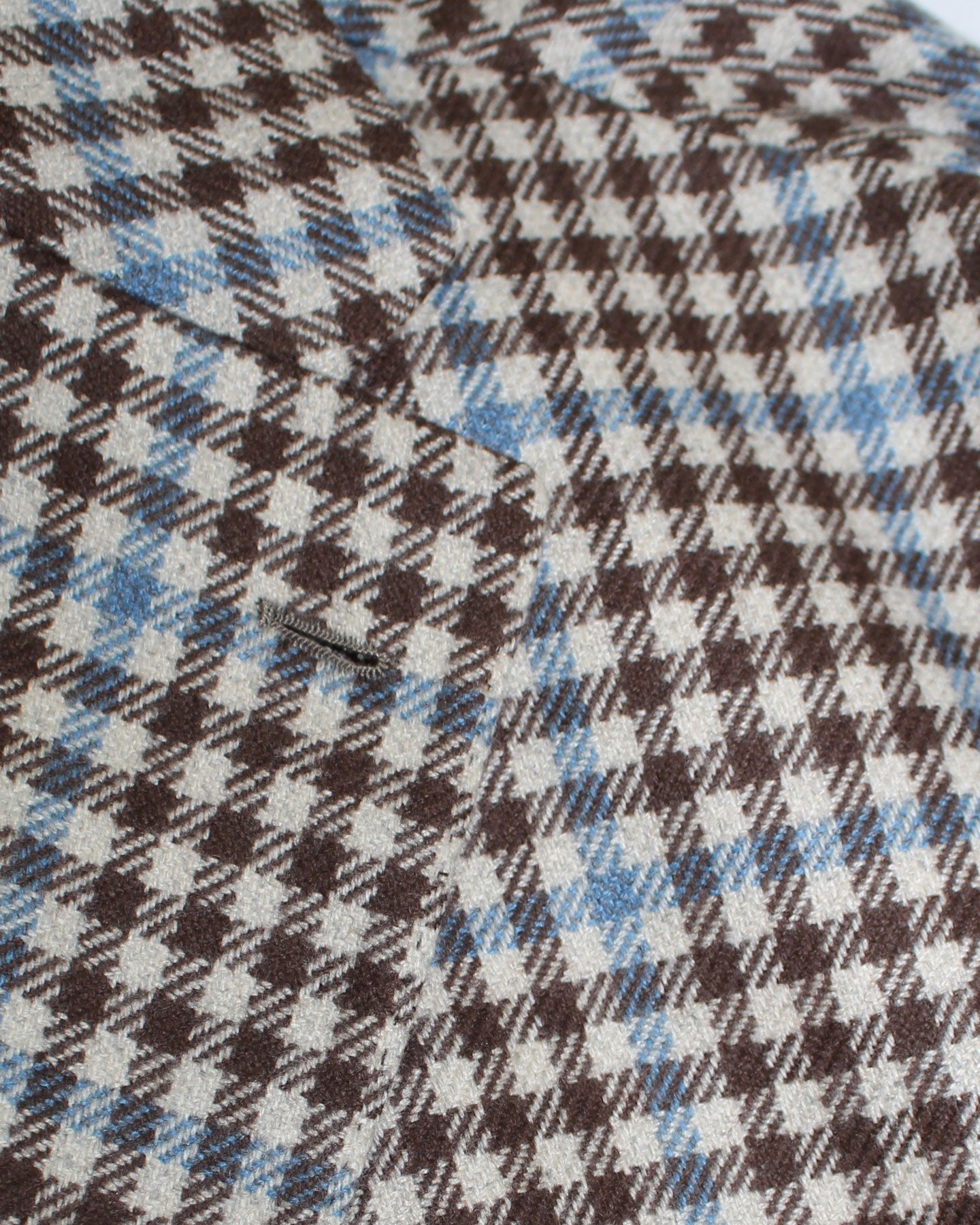 Luigi Borrelli Sport Coat White Blue Brown Houndstooth EU 50/ US 40 Unlined