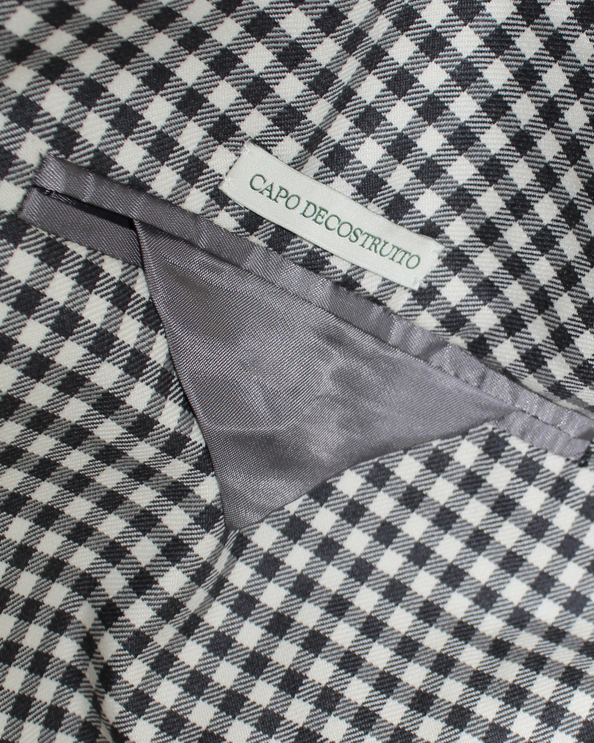 Luigi Borrelli Sport Coat White Black Check - Double Breasted - Wool Silk