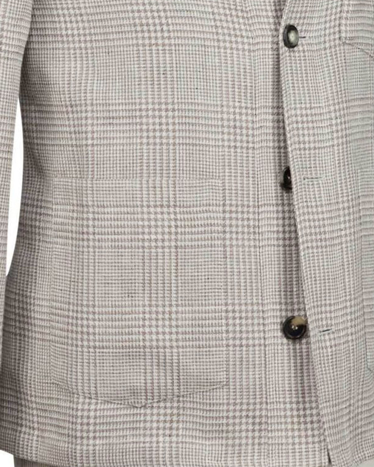 Luigi Borrelli Coat Gray Glen Check Wool Linen