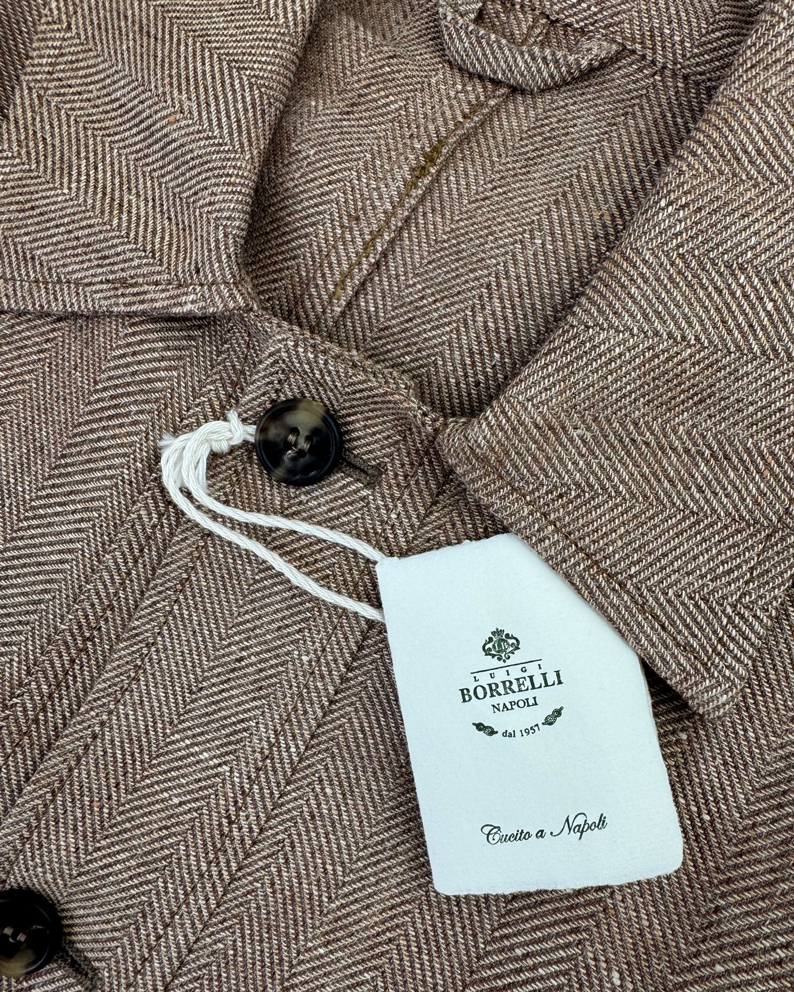 Luigi Borrelli Coat Brown Gray Wool Linen EU 46 / US 36 SALE