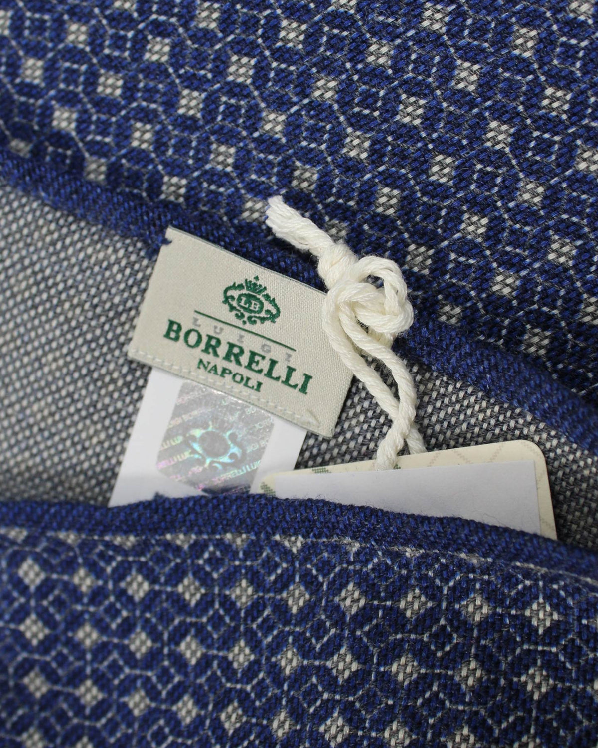 Luigi Borrelli Wool Pocket Square Navy Gray