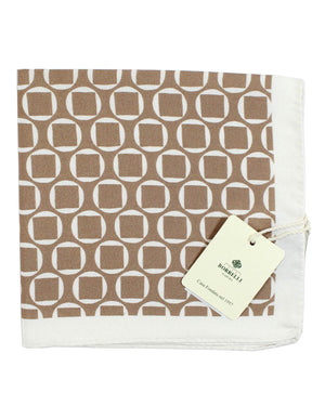 Luigi Borrelli Silk Pocket Square Taupe White SALE