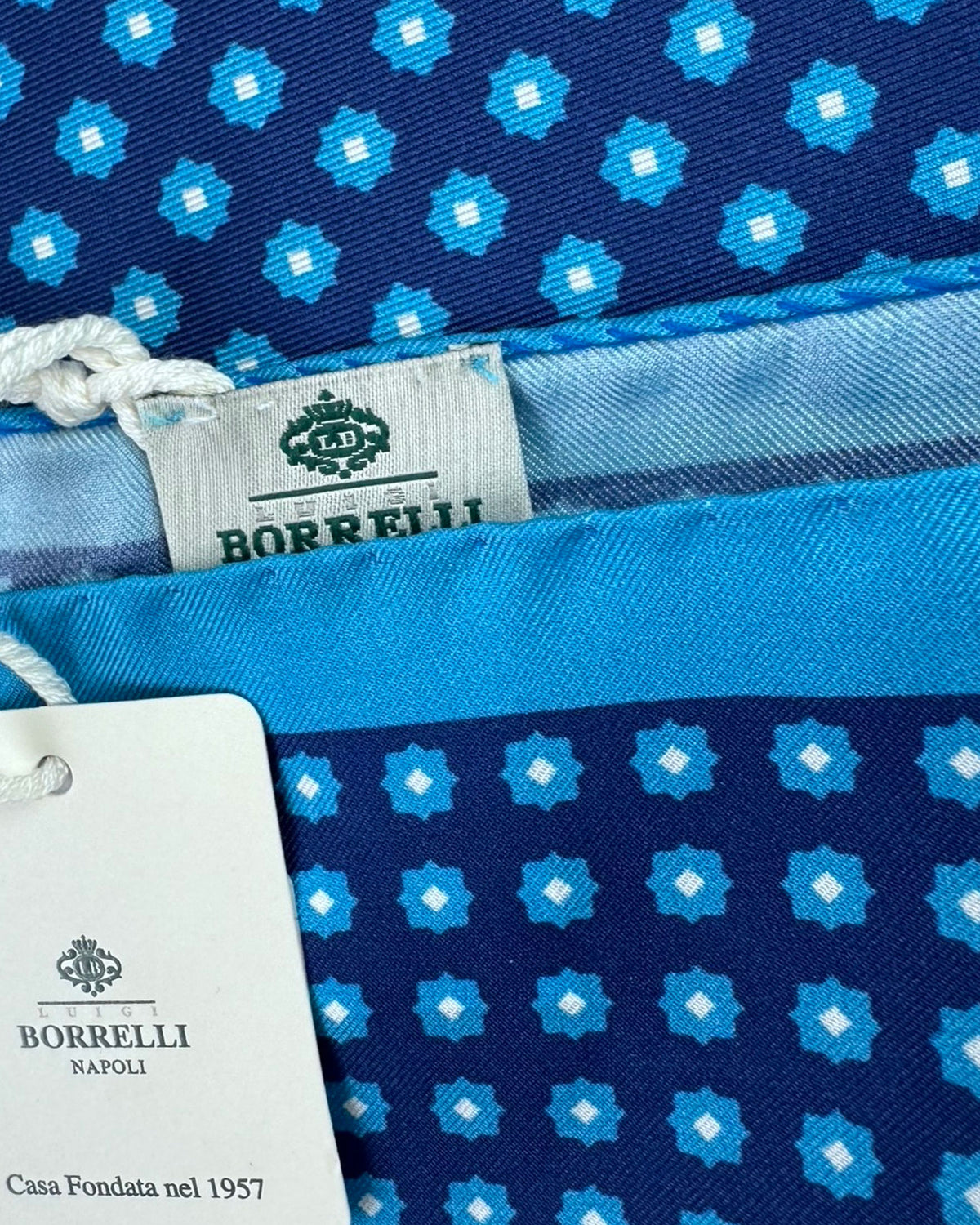 Luigi Borrelli Pocket Square Blue Navy Design