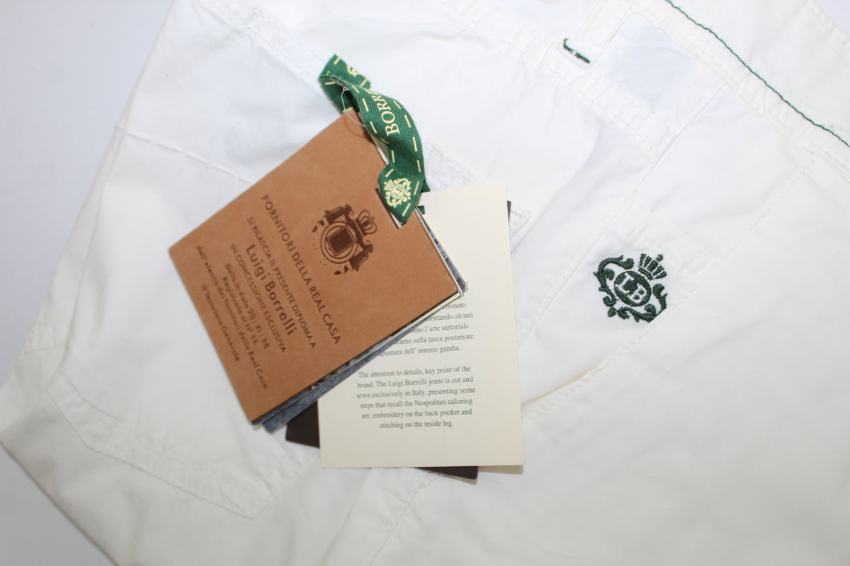 Luigi Borrelli Pants White 5 Pocket 33 Slim Fit