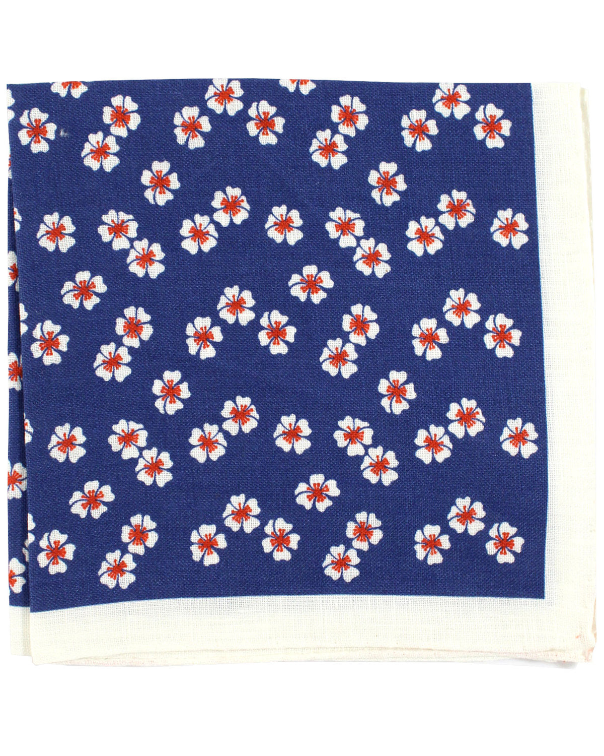 Luigi Borrelli Pocket Square Navy Red Floral
