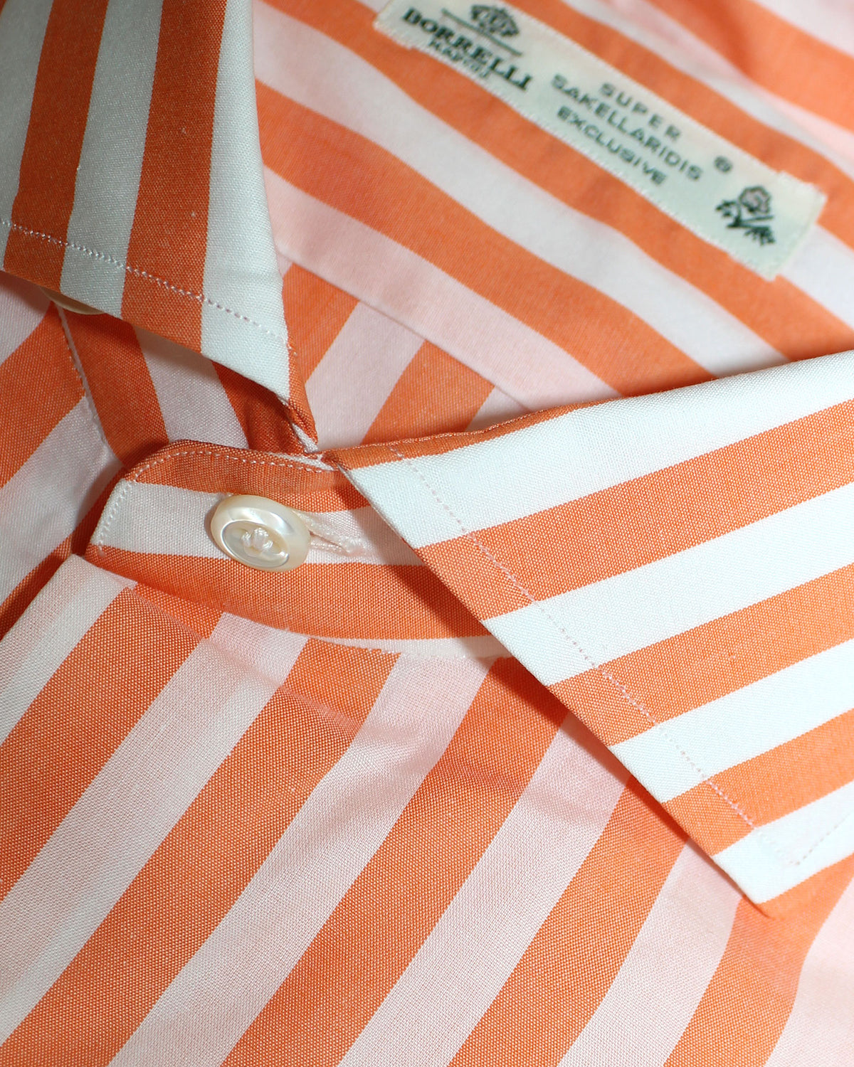 Luigi Borrelli Shirt White Orange Stripes 