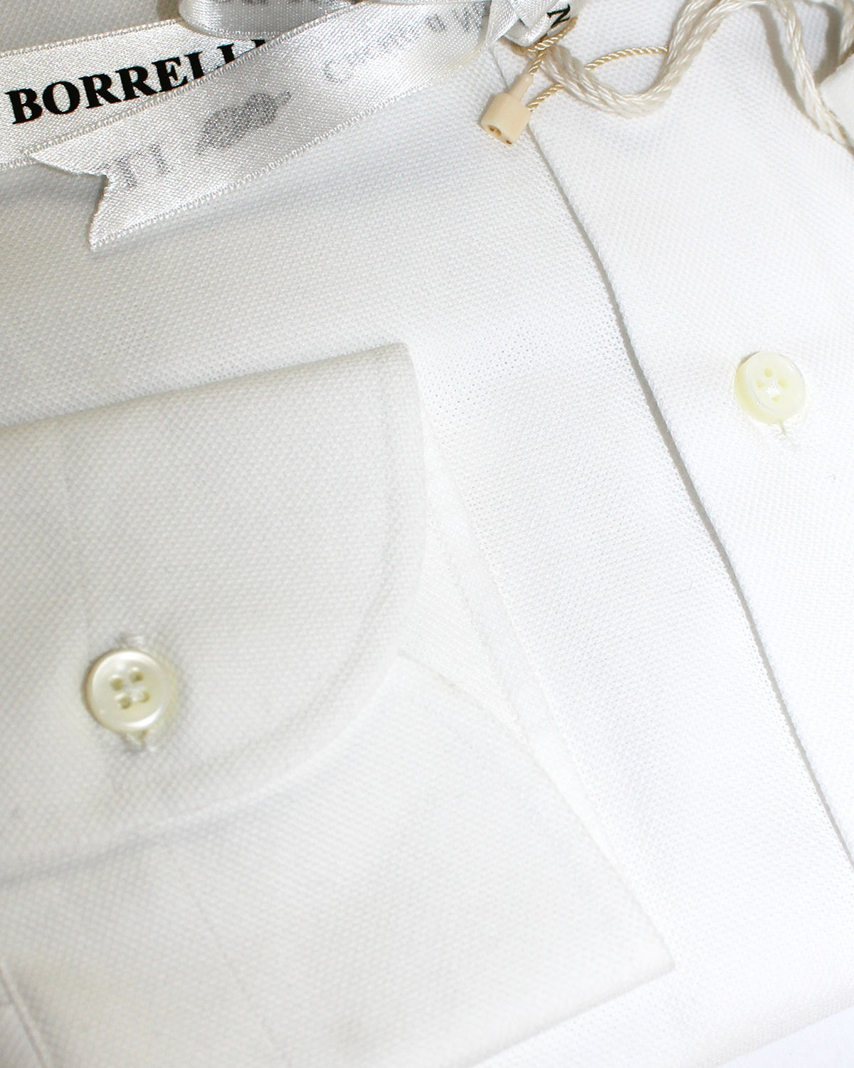 Luigi Borrelli Shirt White Spread Collar Rounded Cuffs
