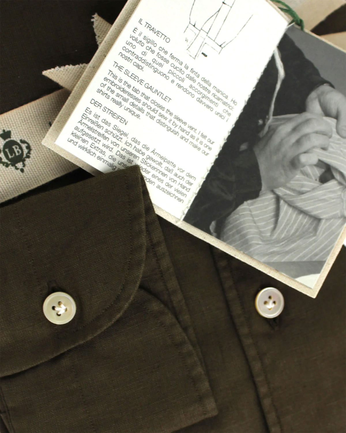 Borrelli Sport Shirt Dark Brown 40 - 15 3/4 Linen Cotton SALE