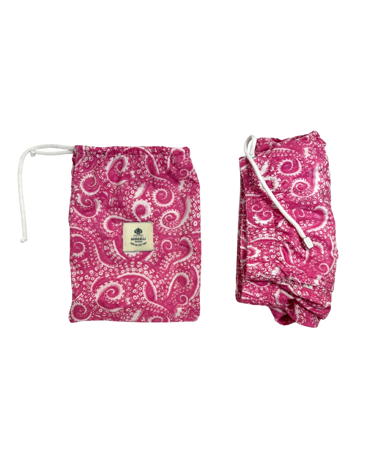 Luigi Borrelli Swim Shorts Pink White Design