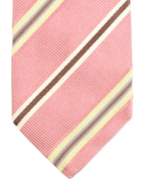 Luigi Borrelli Silk Tie Pink Brown Stripes