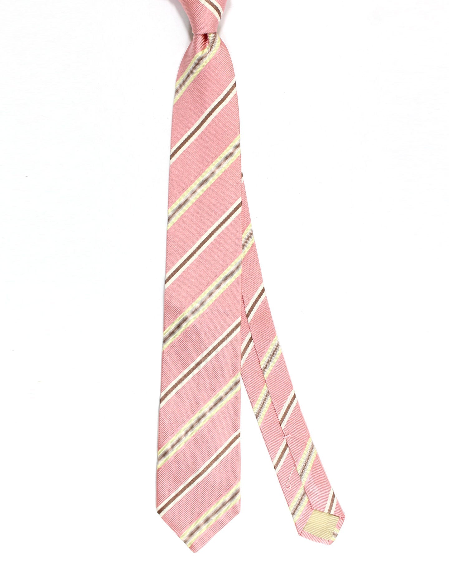 Luigi Borrelli Silk Tie Pink Brown Stripes