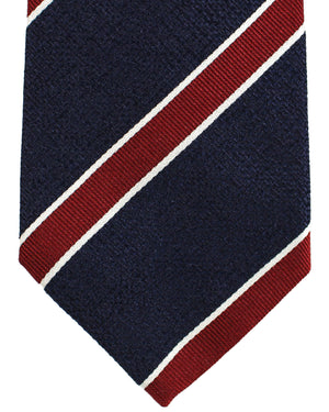 Luigi Borrelli Tie Dark Blue Maroon Stripes