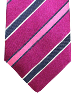 Luigi Borrelli Tie Magenta Pink Navy Stripes