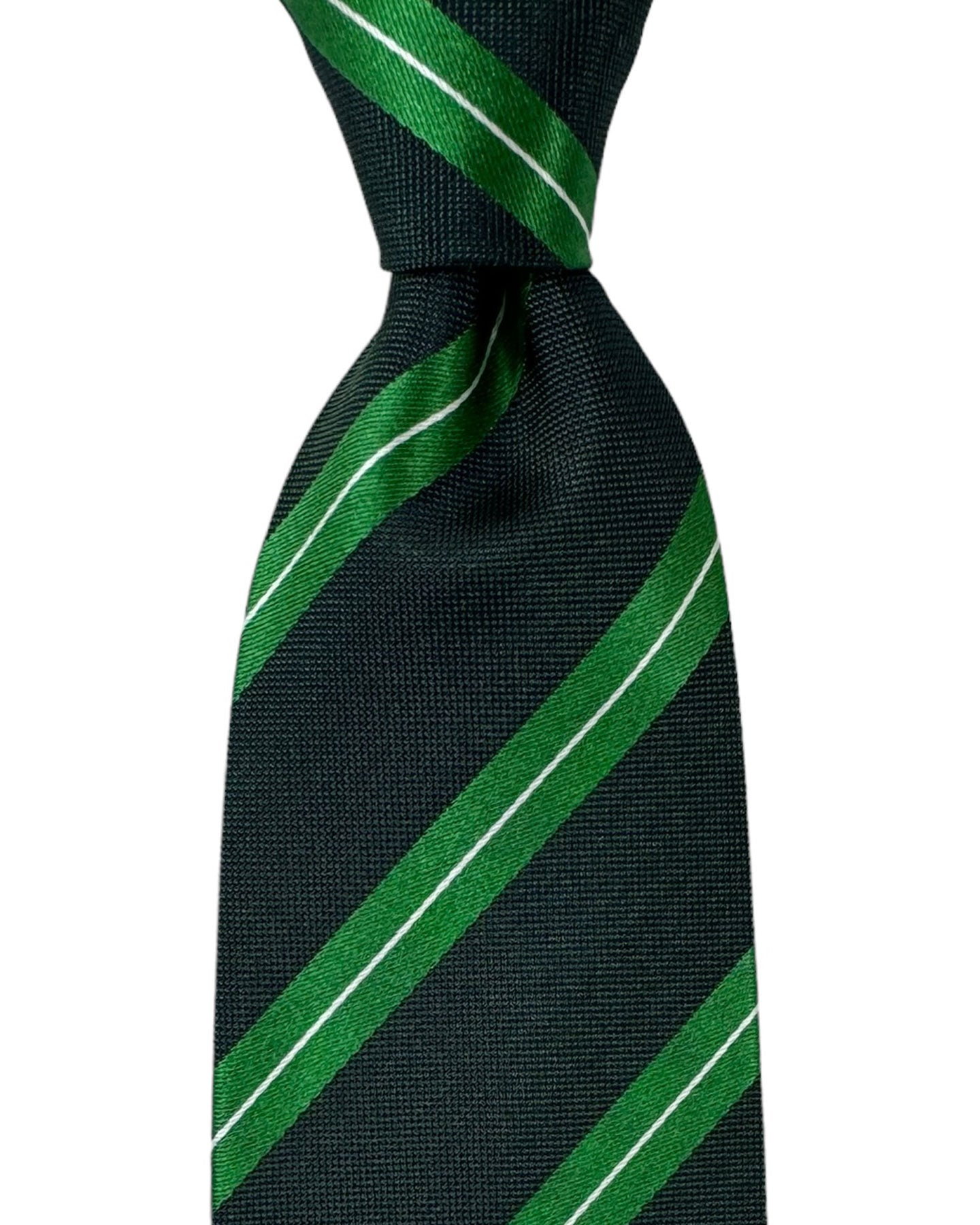 Luigi Borrelli Silk Tie Green Stripes