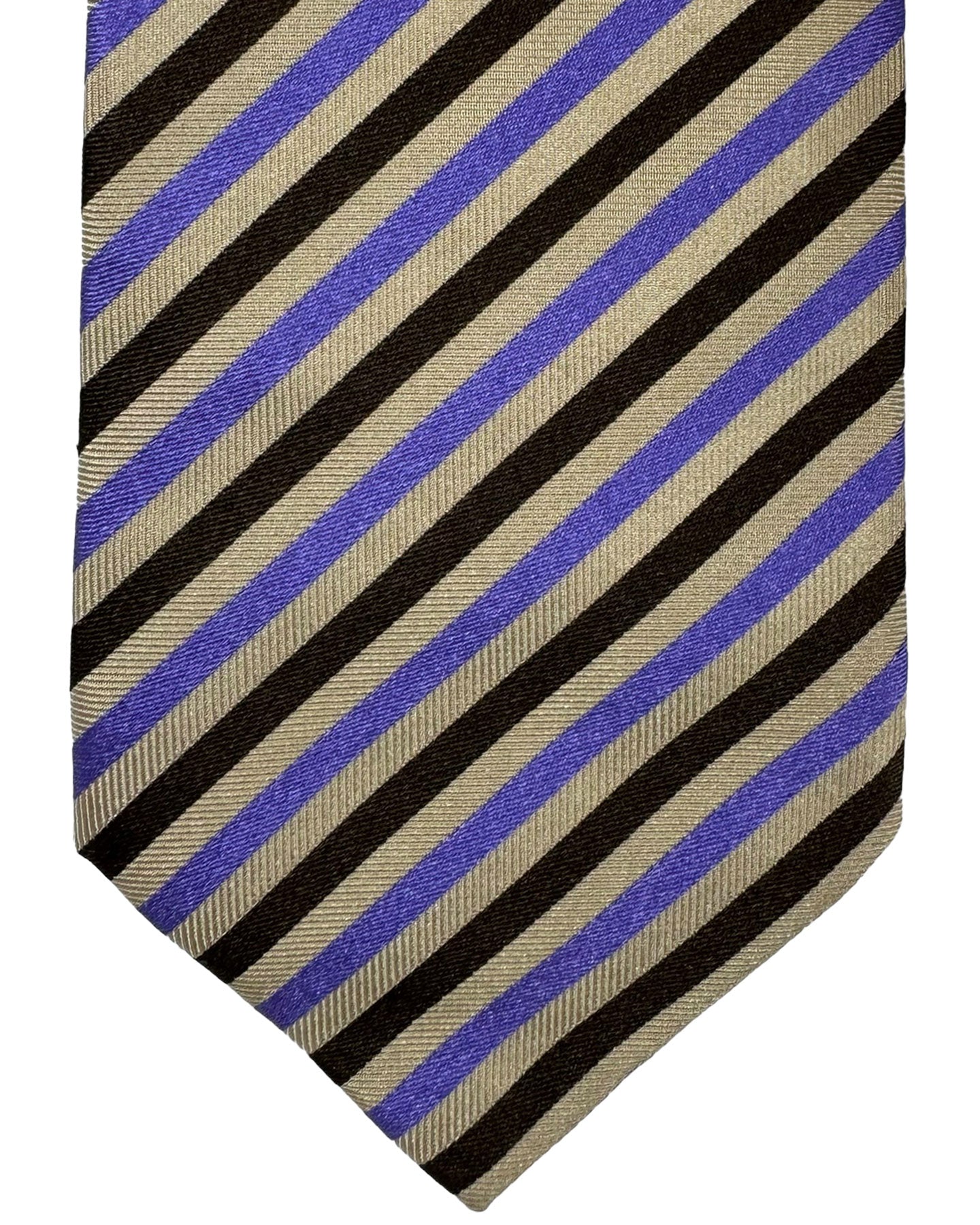 Luigi Borrelli Silk Tie Gray Brown Purple Stripes