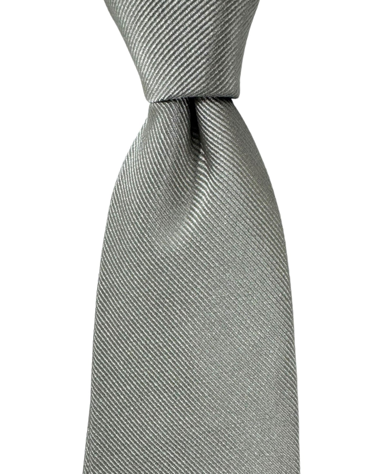 Luigi Borrelli Silk Tie Gray Grosgrain