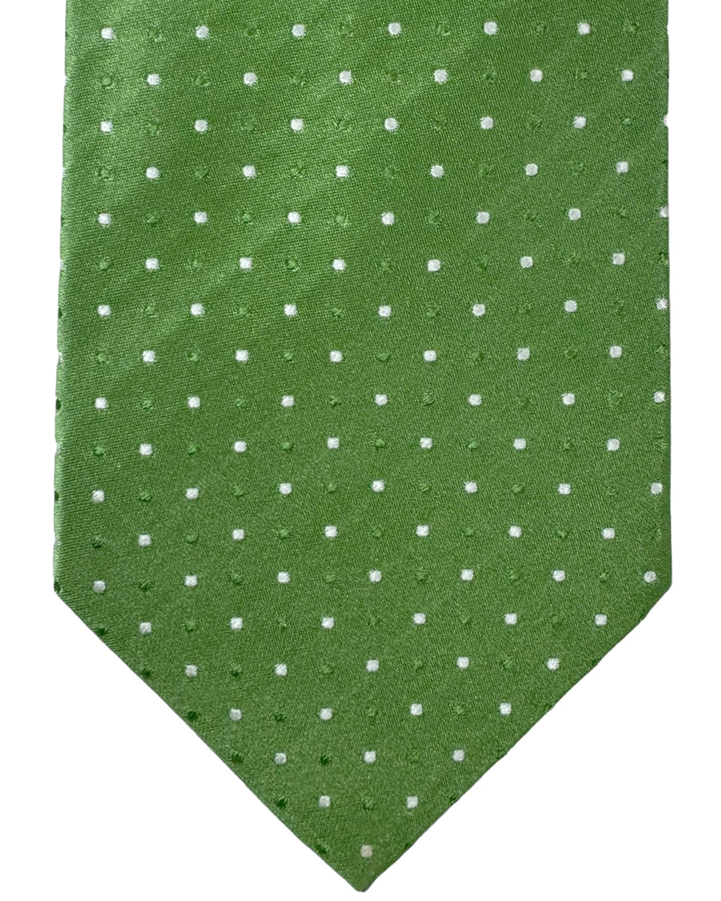 Luigi Borrelli Silk Tie Green Silver Mini Dots