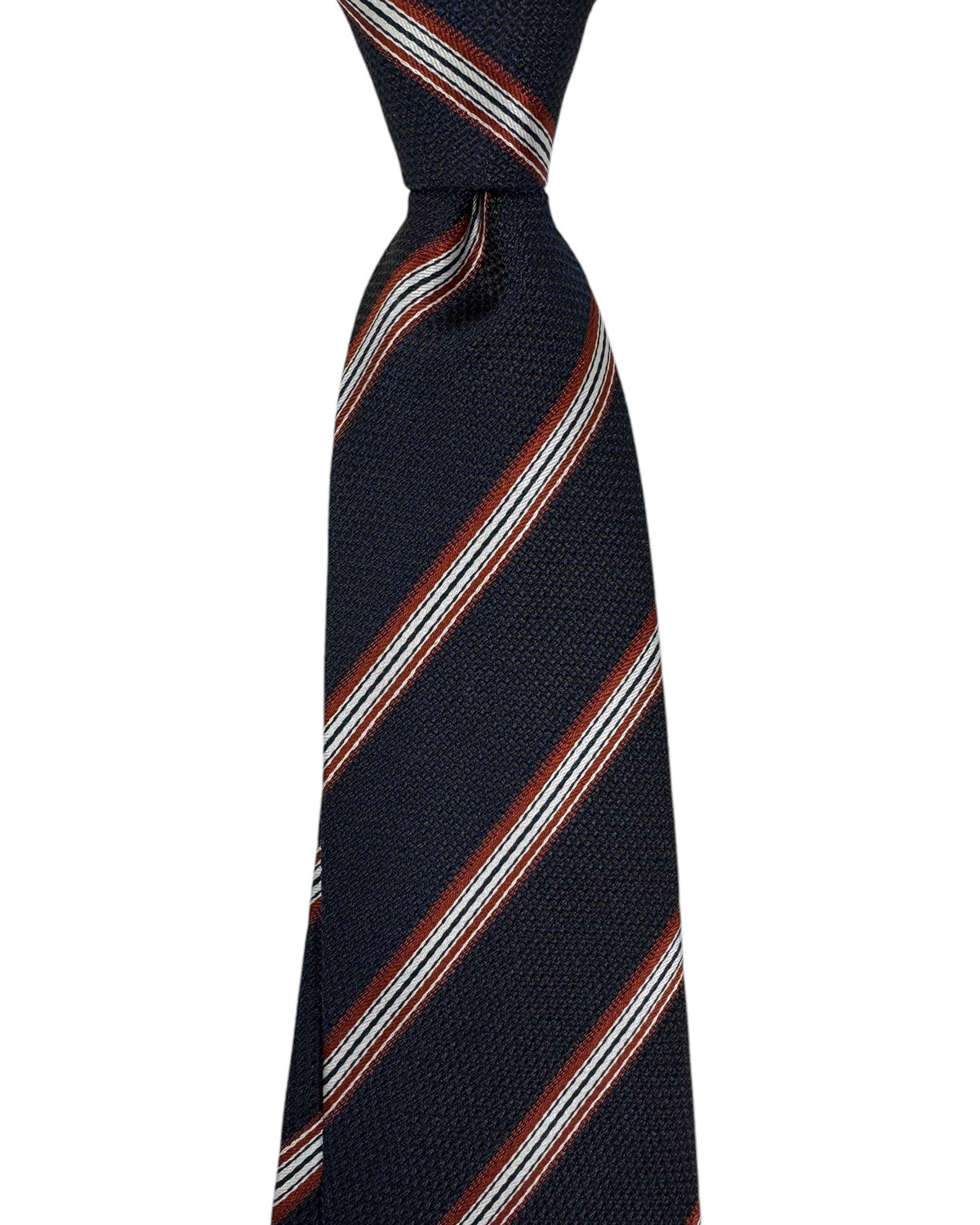 Borrelli Tie Navy Rust Brown Stripes Design