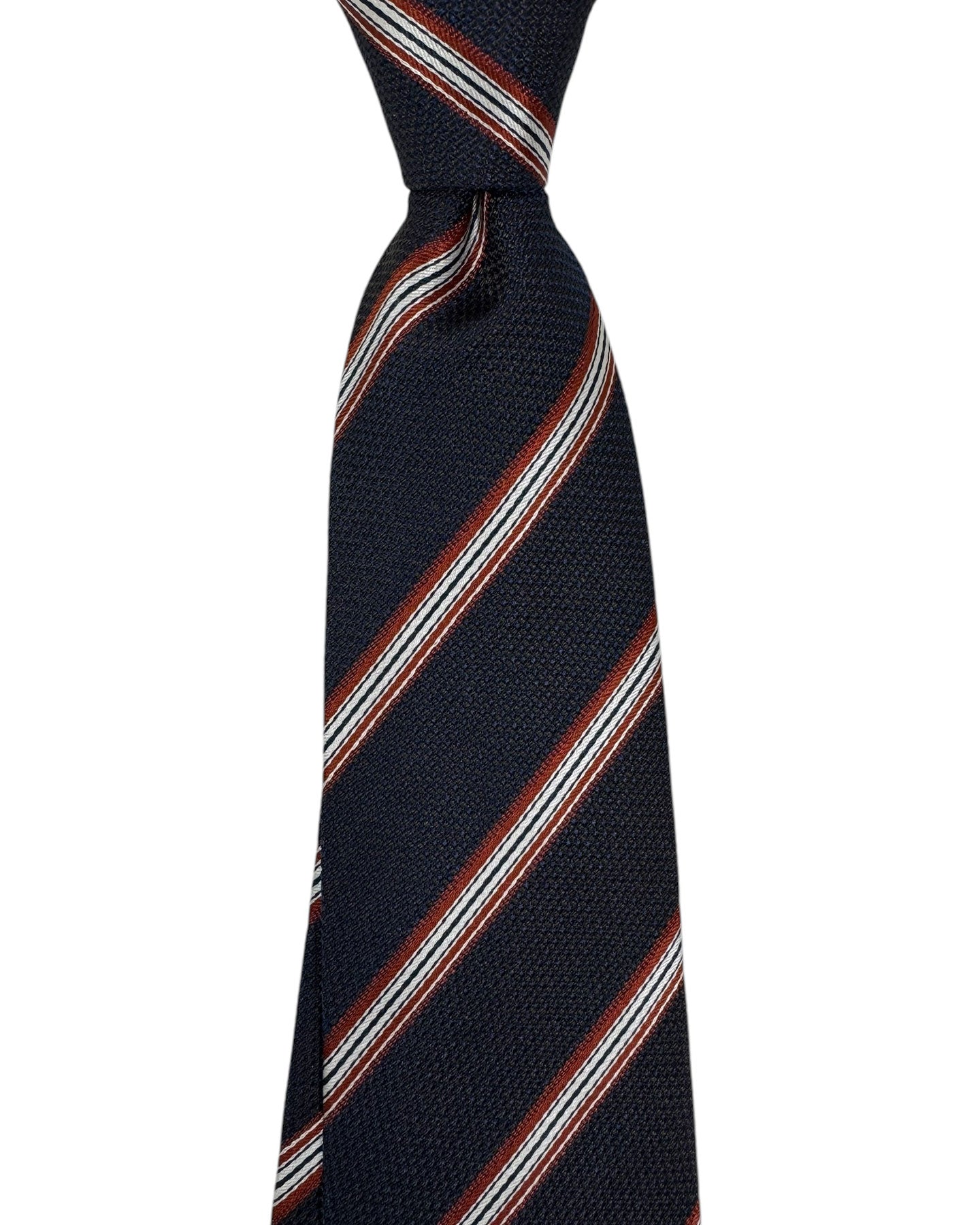 Luigi Borrelli Tie Navy Rust Brown Stripes Design