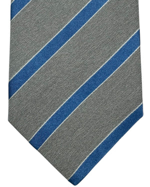 Luigi Borrelli Silk Tie Gray Blue Stripes