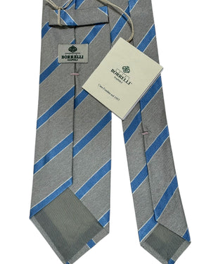 Luigi Borrelli Napoli Tie Gray Blue Stripes