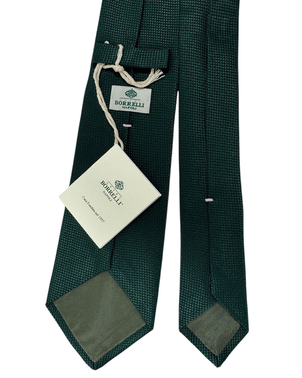 Borrelli Silk Tie Dark Green Pattern