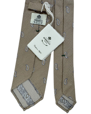 Luigi Borrelli Unlined Tie Taupe Gray Paisley