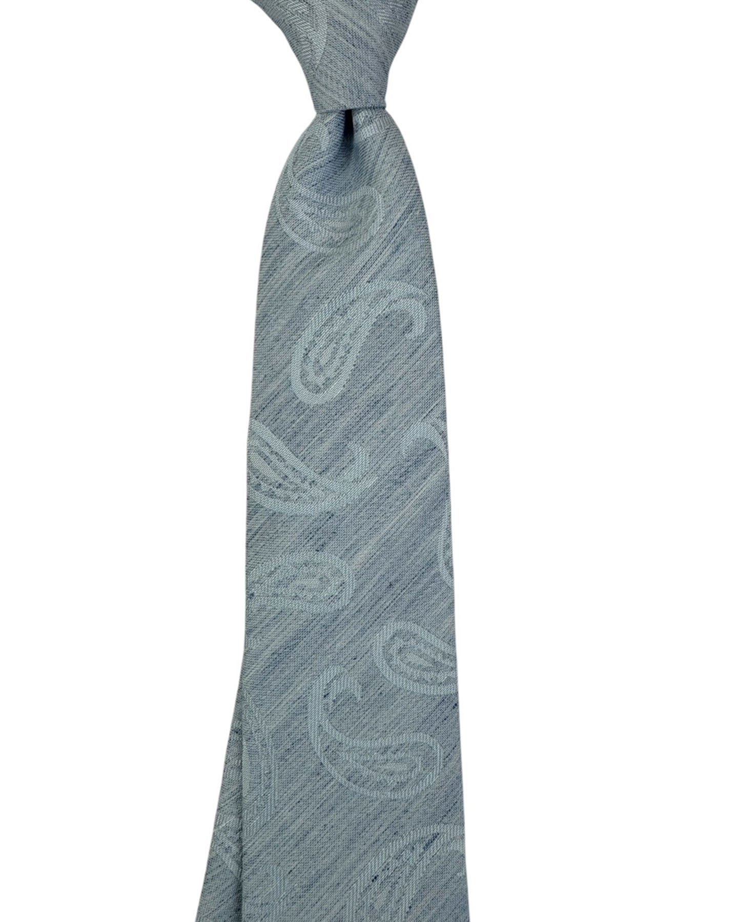 Luigi Borrelli Tie Light Blue Paisley - Linen Silk