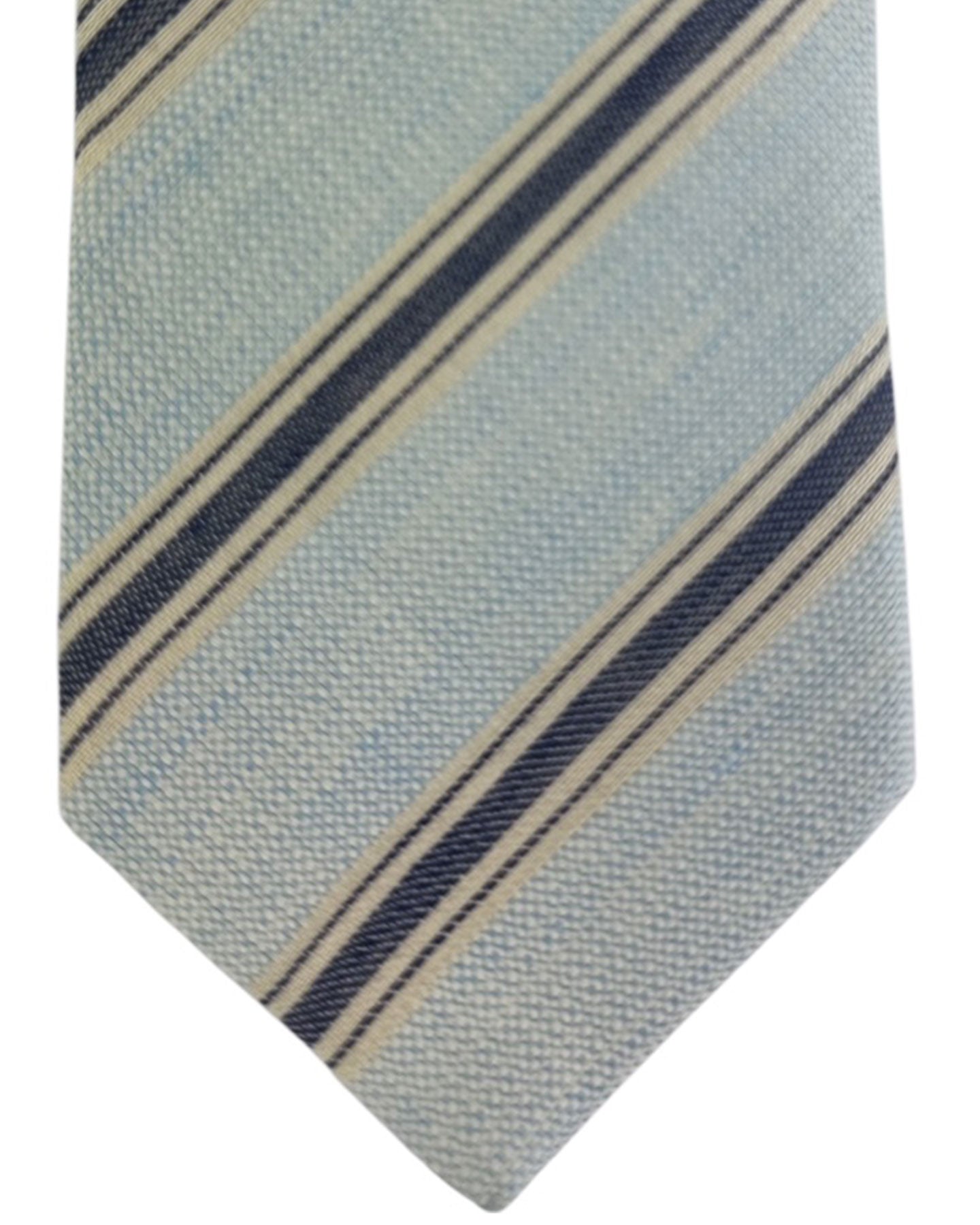 Luigi Borrelli Tie Sky Blue Navy Stripes Design