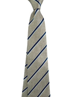 Luigi Borrelli Oatmeal Navy Silver Stripes